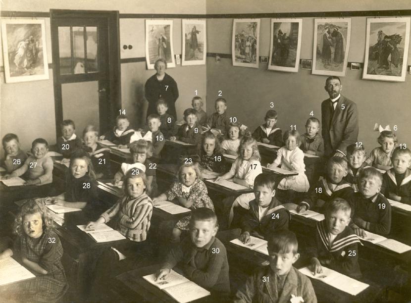 schoolfoto van een klas van de christelijke lagere school
